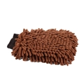 Thick brown chenille car wash glove with elastic wrist band on white background - 80g / Double Sided Chenille Coffee