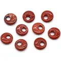 Flat round natural red jasper stone beads with off-center hole for DIY jewelry - 18mm Side Hole Red Jasper
