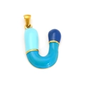 18k gold plated stainless steel letter U pendant with blue enamel for DIY jewelry - Sp640g-u (single Pendant)
