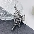Pinza de pelo de telaraña gótica en aleación plateada oscura para Halloween - Color gunmetal