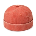 Gorro docker rojo coral lavado en pana con un estilo retro de moda urbana actual - Naranja