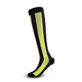Neon yellow and black striped athletic compression socks with reinforced heel and toe areas - Black and Yellow Stripes
