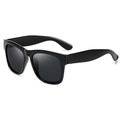 Classic wayfarer sunglasses with thick black frames and dark polarized lenses - Sand Black / Grey Lens