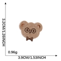 Cartoon bear towel embroidery patch with glasses and bow tie, 3.2cm size variant - Glasses Tie Khaki Bear-3.2*3.9cm
