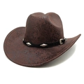 Cappello da cowboy western vintage marrone con stampa serpente e tesa larga con fibbia - M (56-58cm) / Caffè Serpente