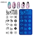 Rectangle nail art stamping plate OM-D24 with cartoon cats and floral patterns - OM-D24 Koala Hedgehog Cartoon Animals (OM-D24)