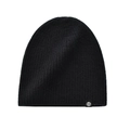 Gorro bucket de lana negra con tejido de canalé y etiqueta con logotipo circular - Talla única / Negro