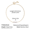 Detail view of 18K gold plated pearl necklace with technical size and material specifications - Horizontal Baroque Pearl Gold Style (YYN023518)