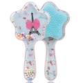Star-shaped cartoon kids hair comb set with blue bristles and colorful filler beads - 05-Eiffel Tower Star