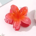 Large gradient plumeria hair claw clip in orange pink resin with glossy finish - Blood Red [8.5cm Extra Large]
