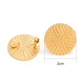 Golden textured round stud earrings in 2cm diameter made of stainless steel material - Style 12 / Gold
