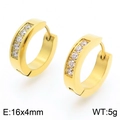 Pendientes de aro en acero dorado con circonitas redondas micro-pavé de 16mm - Estilo Dorado A (KE118288-TGD) / 16x4mm