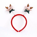 Cerchietto natalizio con corna di renna in peluche marrone e fiocchi verdi su rosso - TK56 Ricamo Molla Renna / Rosso