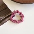 French vintage purple silk scrunchie with elegant pleated texture and elastic hair tie - Small / Rose Pink