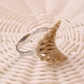 Natural woven rattan moon-shaped napkin ring with a sleek silver metallic band holder - Moon