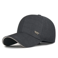Classic charcoal grey sports baseball cap with metallic logo and textured fabric - Adjustable / Gray