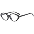 Gafas de sol retro ojo de gato negras con tres remaches metálicos y montura ligera - Montura Negra Lente Transparente (Anti-luz azul)
