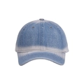 Dettaglio del cappellino da baseball in denim sfumato con cuciture rinforzate sulla visiera - Stile Sfumato Blu Bianco (款式4)