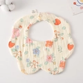 Petal-shaped 360 baby bib in cream white with pink flowers and strawberry pattern - Gauze Flower Bandage - Strawberry Flowers