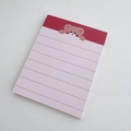 Detail view of pink memo pad featuring cute cartoon bear and ruled horizontal lines for writing - Long Memo Pad - Color Block Crawling Bear