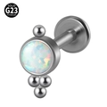 G23 titanium labret stud with white opal and small bead cluster design - G23 Titanium 1.2*6mm