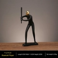 Minimalistisch zwart en goud honkbalspeler hars beeldje voor moderne decoratie - Honkballer - Gouden Hoofd