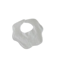 White petal-shaped baby bib with soft wrinkled cotton texture and elegant floral edge - Pure White