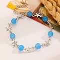 Bracciale bohémien multistrato con perle blu e ciondoli a stella marina argento - Stella Marina Blu Argento Antico (25 Argento Antico WG-646)