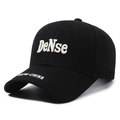 Berretto da baseball nero in cotone con ricamo DeNse bianco e visiera curva strutturata - Regolabile / Nero