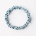 Premium light blue 19mm mulberry silk scrunchie with soft satin luster and pleated texture - 1cm/19 Momme / Mint Green