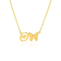 Elegante gouden ketting met vlinder- en hartvormige hanger voor dames - Letter O