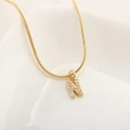 Gold plated snake chain necklace with sparkling zircon micro-pave letter N pendant - Letter N(XN-05-N) / Gold