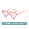 Pink heart-shaped kids sunglasses with glitter frame and blue gradient lenses - Jelly Pink