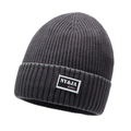 Gorro de punto acanalado gris oscuro con parche, gorro térmico de invierno para hombre - Talla única / gris oscuro