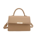 Chic khaki faux leather crossbody bag with top handle and gold metal buckle detail - Khaki