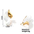 Macro detail of gold and white teardrop earrings with dimensions 2.9cm by 1.5cm - White (E01675-5)