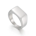 Anillo de sello plateado con parte superior rectangular pulida y acabado acero cepillado - US 10 / Color Acero