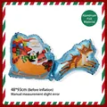 Blue Santa Claus sleigh and reindeer foil balloon for Christmas decor 48x93cm - Large Christmas Sleigh / 48x93cm