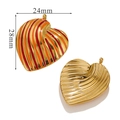 Retro heart-shaped earrings with colorful stripe enamel and gold texture detail - Stripes-Red+Orange