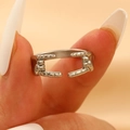 Adjustable silver stainless steel ring featuring unique artistic hands design - Eco-Friendly Silver Hand Gesture Style (3915)