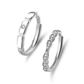 Elegante S925 sterling zilveren koppelringen set met suikerklontje design en zirkonia's - Verstelbaar Open / Paar Ringen (FDJZ-280)