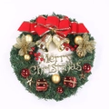 Ghirlanda natalizia da 30 cm con fiocco rosso, campane dorate e scritta Merry Christmas - Stile Confezione Regalo Doppia Campana