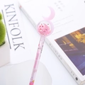 Pink cartoon gel pen with moon and star sequin shaker top and Dream Direction text - Pink Moon