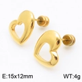 Modische Herz-Ohrstecker aus Titanstahl in Gold-Finish, Größe 15x12 mm - Gold (KE110648-Z)