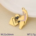 Gold stainless steel MAMA charm with black and pink enamel pregnancy scene 21x16mm - Kissing Pregnancy Belly (KLJ9588-ZLA)