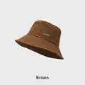 Lightweight foldable sun hat for women in dark brown quick-dry fabric with metal logo - Adjustable (54-58cm) / Brown
