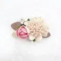 Floral hair clip with pink rose, beige dahlia, and white berries for kids and women - Style 10 (Pink Rose & Beige Flower)