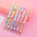 Set of 6 retractable gel pens with cute pastel colors and cartoon character patterns - Outing Girl