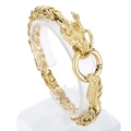 Bracelet tête de dragon doré pour homme avec chaîne byzantine et fermoir anneau - Tête de Dragon Dorée (KB164520-Z)