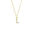 Elegant 18K gold cube pendant necklace with sparkling cubic zirconia letter L detail - Letter L